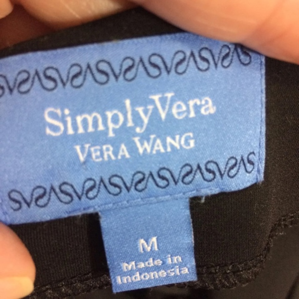 Vera Wang SimplyVera Black Dressy Top M